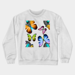 Realm of Morpho Blue and Rainbow Butterflies Crewneck Sweatshirt